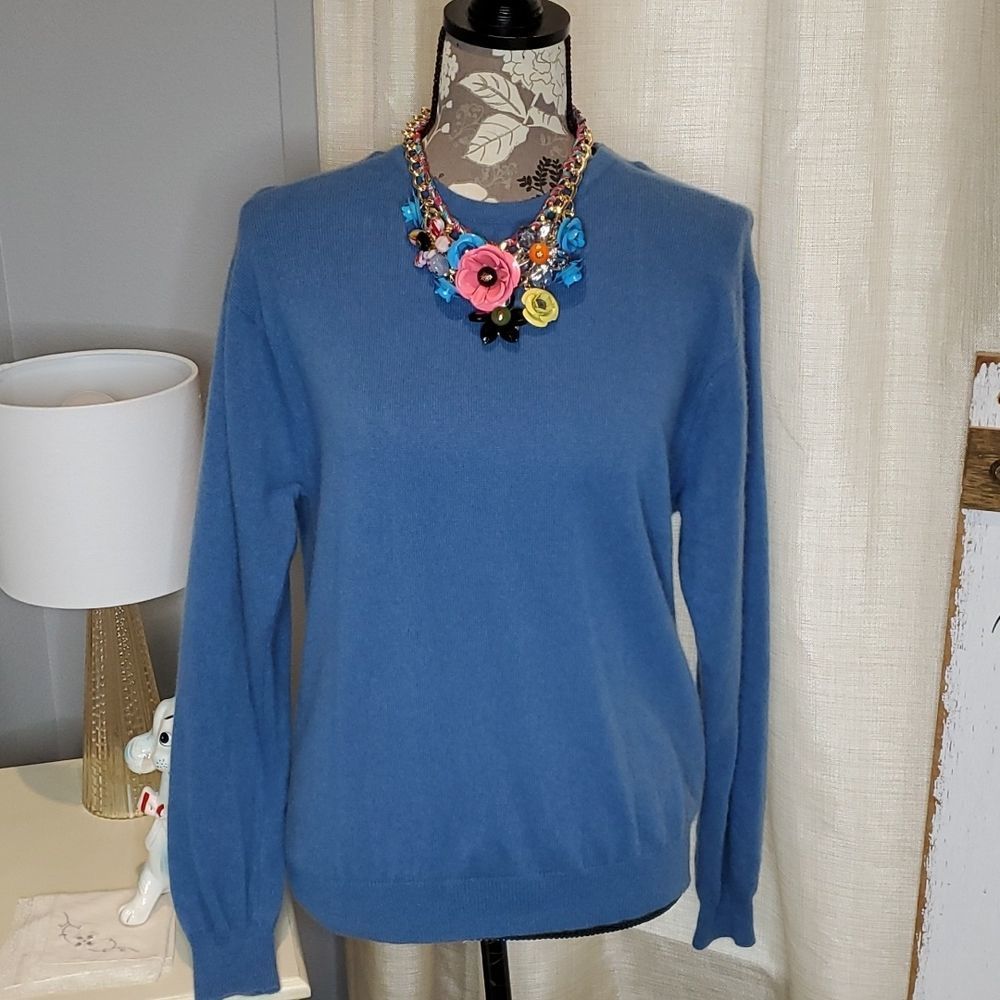 Vintage 100% Cashmere Pullover Sweater Dusty Blue, Sz Large?